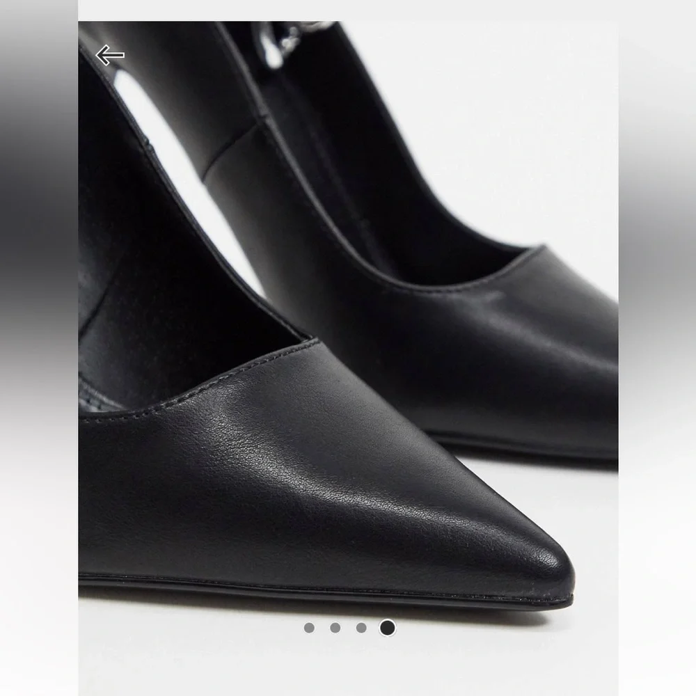 Truffle collection black heel with chunky chain ankle detail